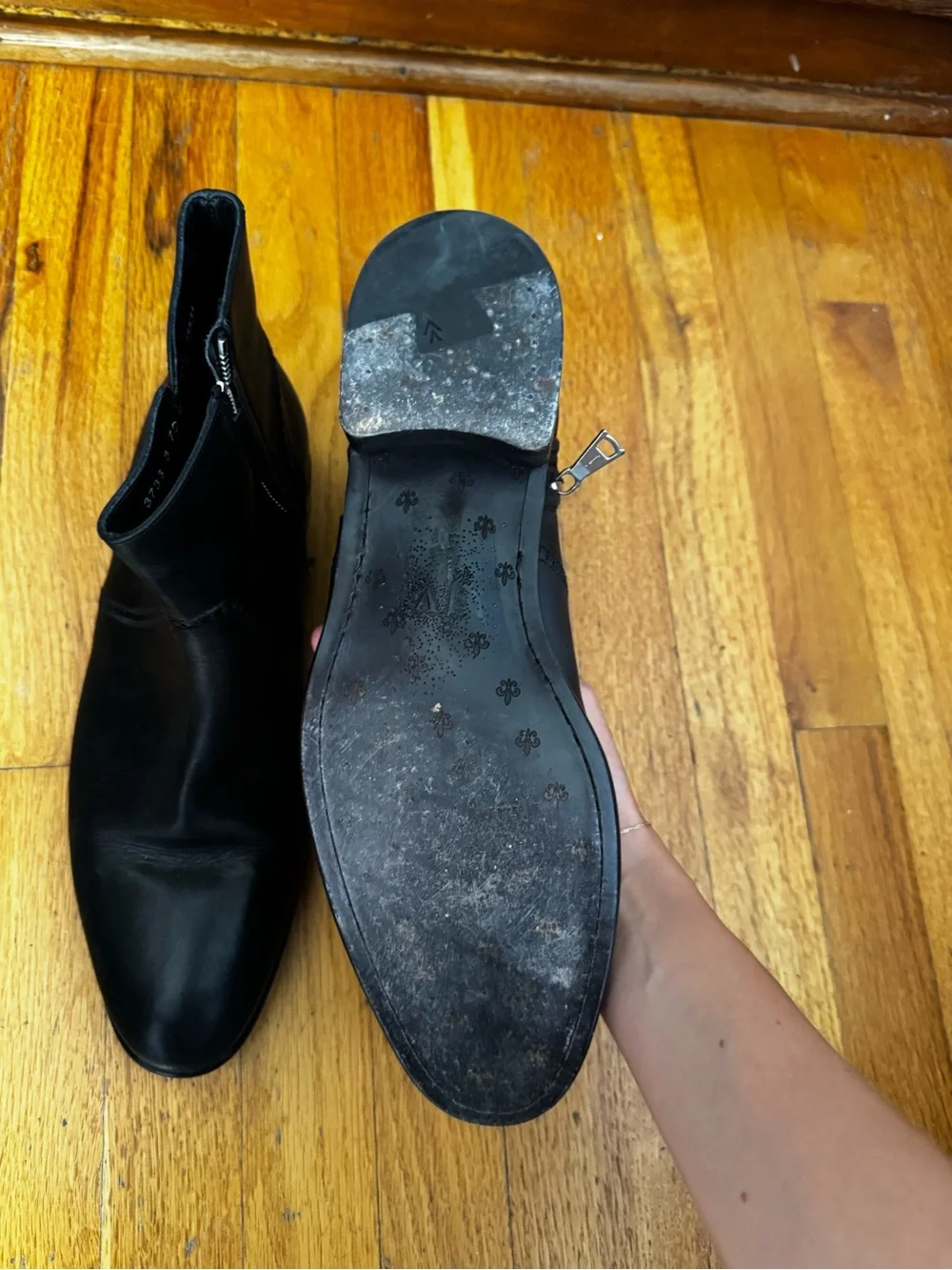 John Varvatos Black Leather Chukka Boots with Side Zip